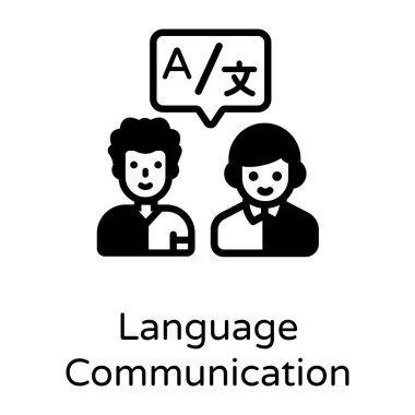 Dil İletişim karikatürü, vektör illüstrasyonu