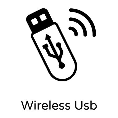 Kablosuz Usb çizgi filmi, vektör illüstrasyonu