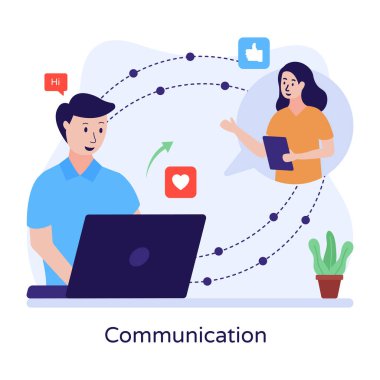 İletişim karikatürü, vektör illüstrasyonu