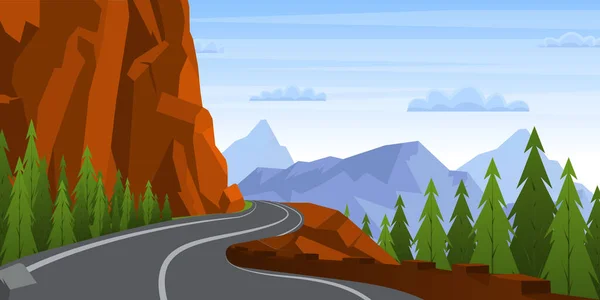 Illustration Vectorielle Paysage Avec Route Montagne — Image vectorielle