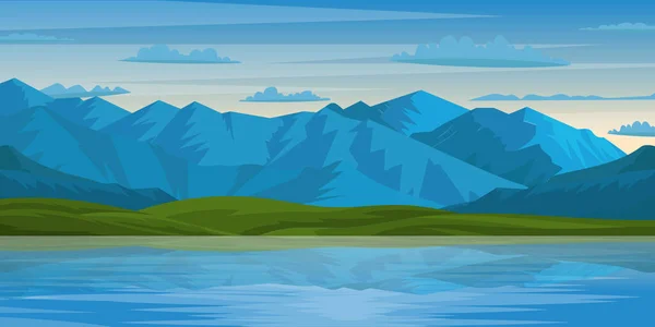 Paisagem Alpina Pitoresca Com Montanhas Lago Ilustração Vetorial — Vetor de Stock