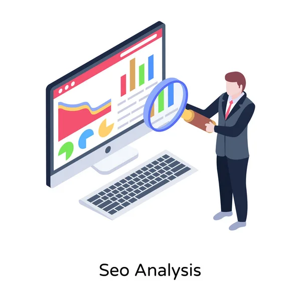 Desenhos Animados Seo Analysis Ilustração Vetorial — Vetor de Stock