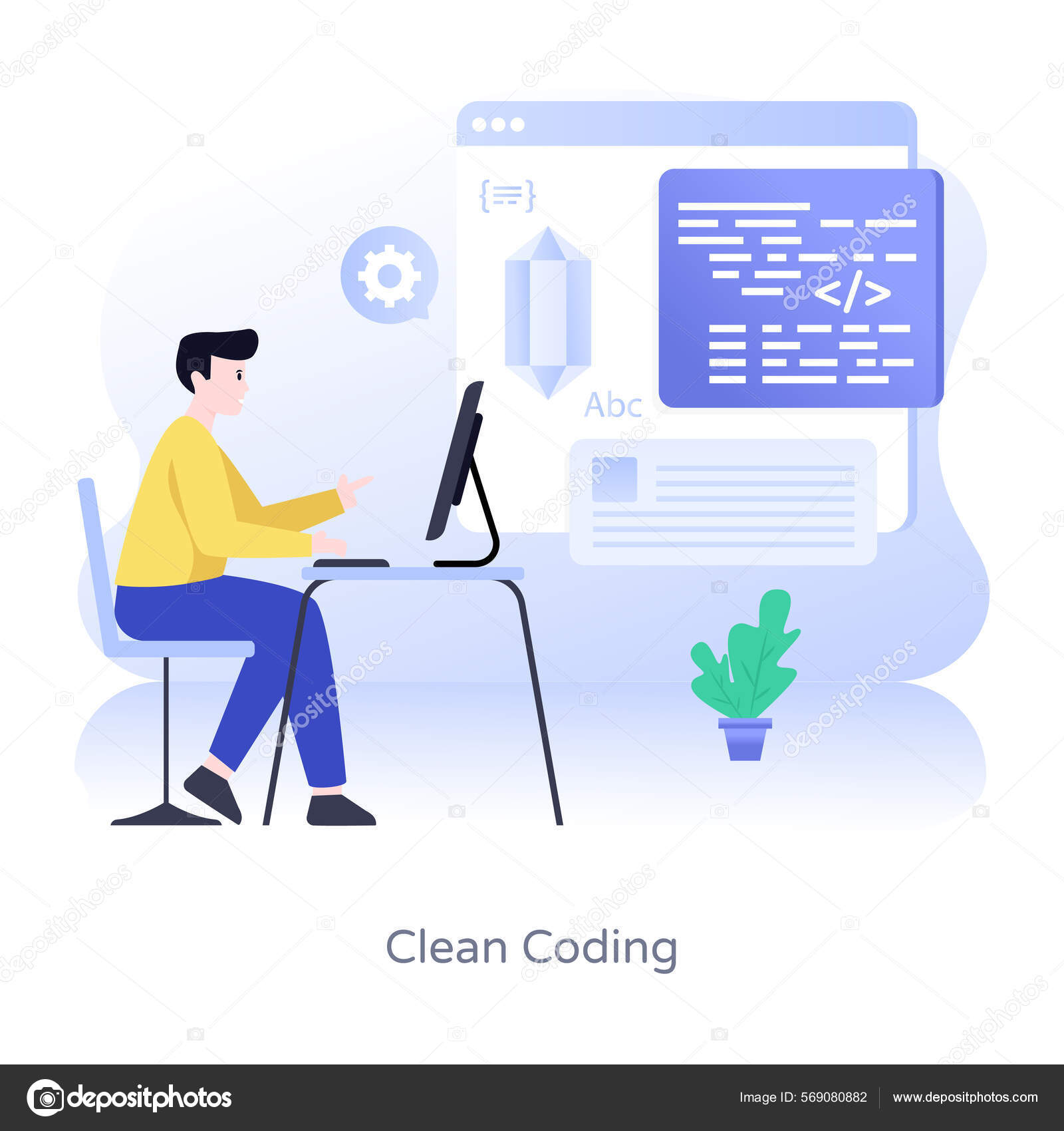 Man Working Laptop Coding Illustration Stock Vector by ©smashingstocks