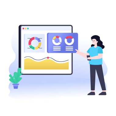 Dijital Analiz karikatürü, vektör illüstrasyonu