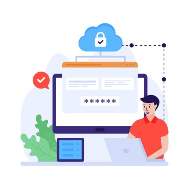 Sunucu sunucu karikatürü, vektör illüstrasyonu