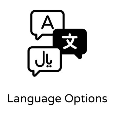 Dil Seçenekleri karikatürü, vektör illüstrasyonu