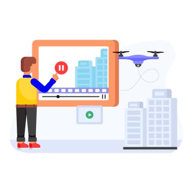 Hava Videografisi karikatürü, vektör illüstrasyonu