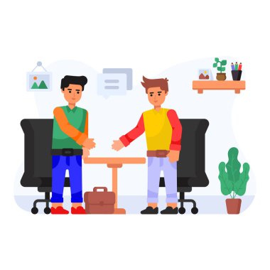 Müzakere karikatürü, vektör illüstrasyonu