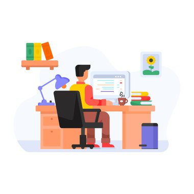 Wbsite Geliştirici karikatürü, vektör illüstrasyonu