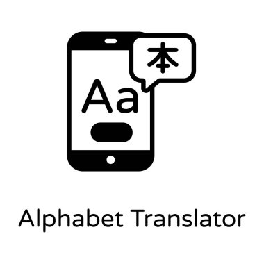 Alfabe Çevirmen karikatürü, vektör illüstrasyonu