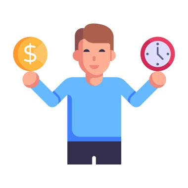 Yatırımcı karikatürü, vektör çizimi