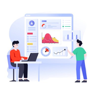 Gösterge paneli karikatürü, vektör illüstrasyonu