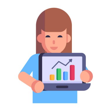 Mobile Analytics cartoon, vector illustration