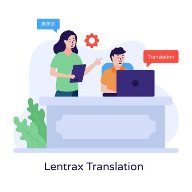 Lentrax Çeviri karikatürü, vektör illüstrasyonu