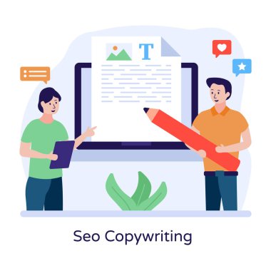 Seo Kopyalama karikatürü, vektör illüstrasyonu