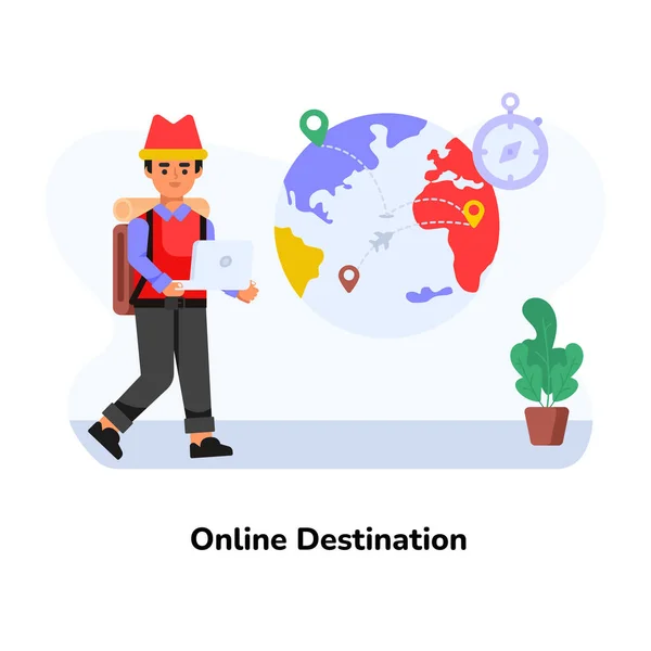 Online Destination Cartoon Vector Illustration — 스톡 벡터