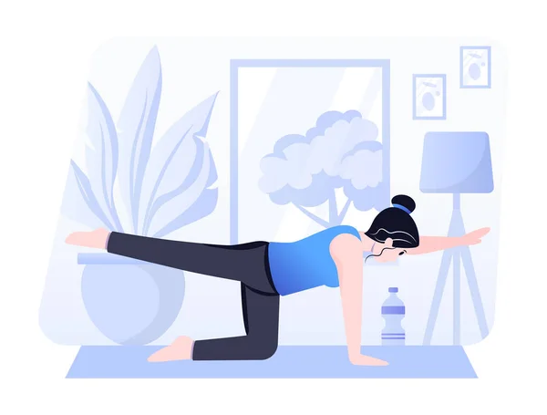 Frau Praktiziert Yoga Illustrationsdesign — Stockvektor