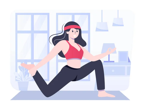 Frau Macht Yoga Übungen Vektor Illustration Design — Stockvektor