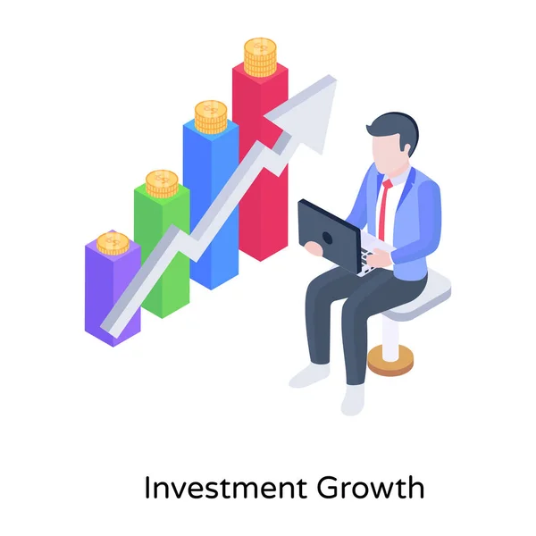 Crescita Degli Investimenti Cartone Animato Illustrazione Vettoriale — Vettoriale Stock