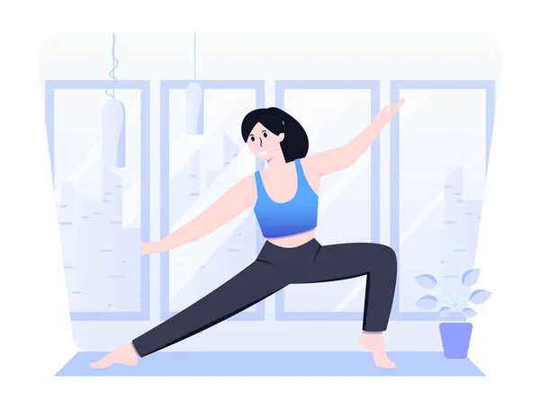 Frau Praktiziert Yoga Illustration Design — Stockvektor