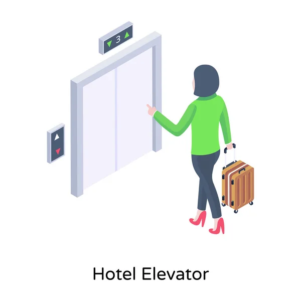 Hotel Ascensor Dibujos Animados Vector Ilustración — Vector de stock
