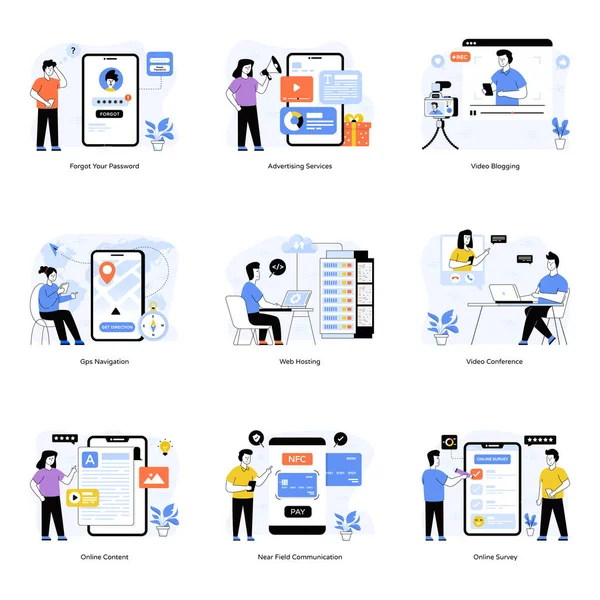Simgelerle iş konsepti. düz dizayn