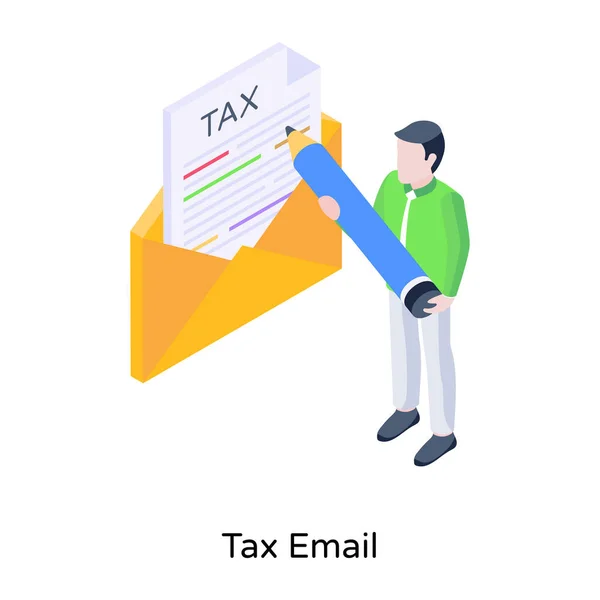 Φορολογική Email Γελοιογραφία Διανυσματική Απεικόνιση — Διανυσματικό Αρχείο