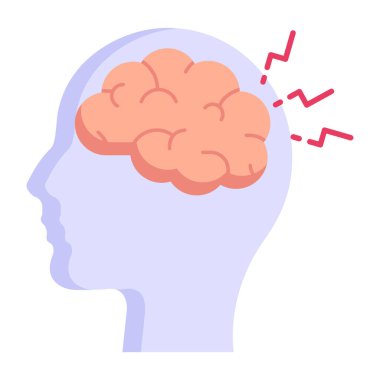 Baş ağrısı çizgi filmi, vektör illüstrasyonu