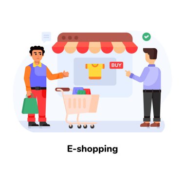 İnternetten alışveriş. düz dizayn. vektör illüstrasyonu