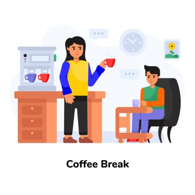 Kahve molası karikatürü, vektör çizimi