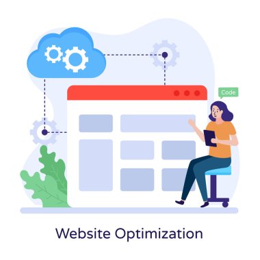 Web sitesi optimizasyon çizgi filmi, vektör illüstrasyonu