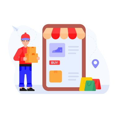 Teslimat. düz dizayn. vektör illüstrasyonu