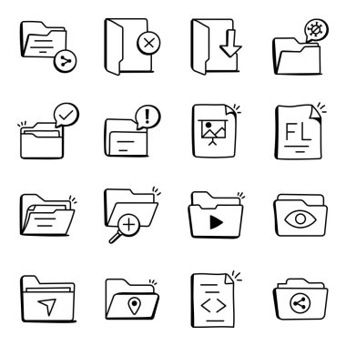 dosya dizini simgeleri beyaz arkaplanda izole edilmiş web tasarımı için vektör simgesi belirleyin 