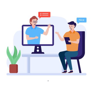 Çevrimiçi Eğitim çizgi filmi, vektör illüstrasyonu