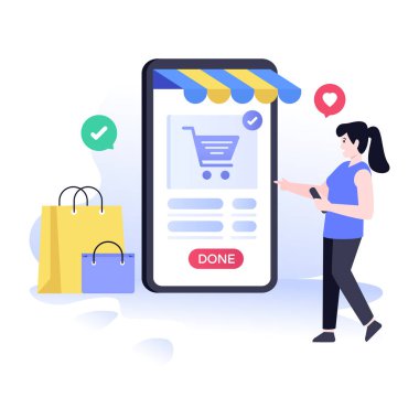 İnternetten alışveriş. düz dizayn. vektör illüstrasyonu