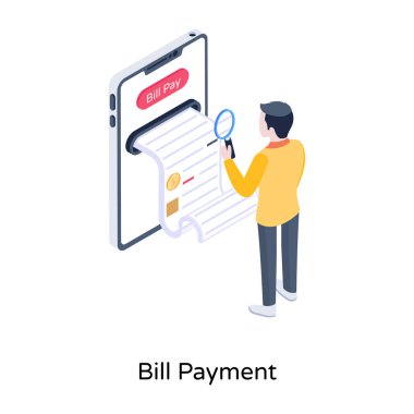 Bill Payment karikatürü, vektör illüstrasyonu