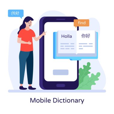 Akıllı telefonu ve ekranında kısa mesaj olan bir kadın. vektör illüstrasyonu