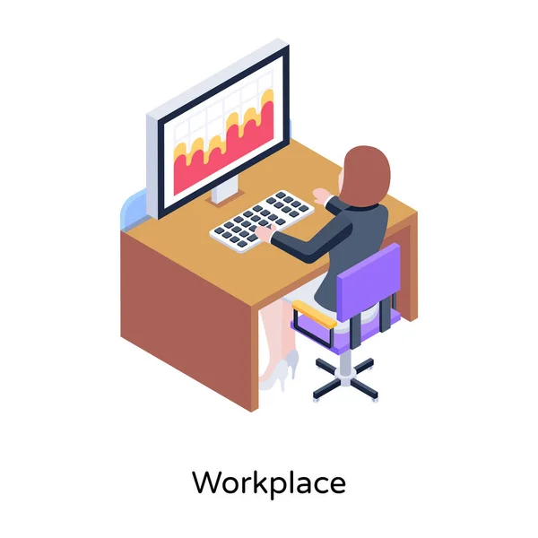Workplace Cartoon Vector Illustration — Image vectorielle