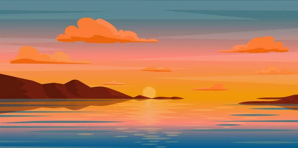 Красивый Закат Над Морем Векторная Иллюстрация — стоковый вектор
