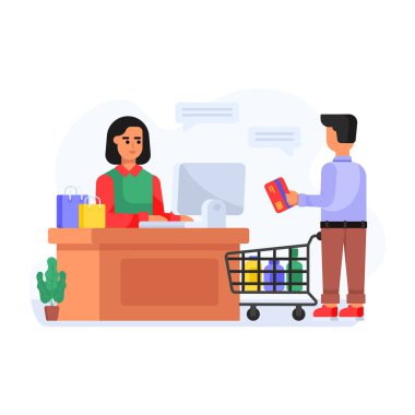 İnternetten alışveriş. düz dizayn. vektör illüstrasyonu