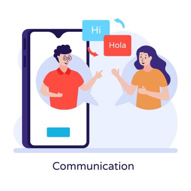 Konuşma kabarcığı vektör illüstrasyon tasarımına sahip gençler