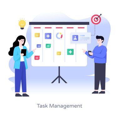 İş adamları bir dizüstü bilgisayar ve vektör illüstrasyonuyla birlikte çalışıyor