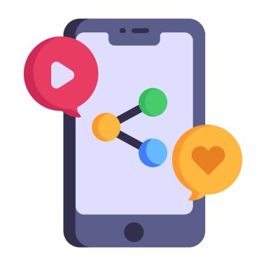 cep telefonu kalp ve akıllı telefon vektör illüstrasyon tasarımı