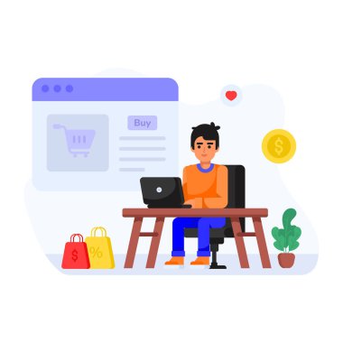 İnternetten alışveriş. Web simgesi 