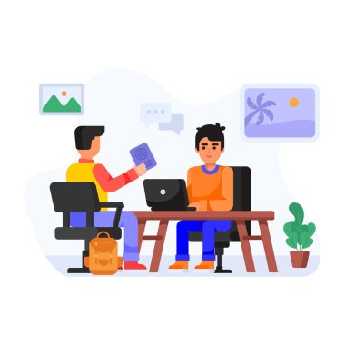 Ofiste çalışan iş adamları. vektör illüstrasyonu