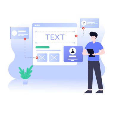 Online arama konsepti. Akıllı telefonu ve tableti olan bir adam. vektör illüstrasyonu