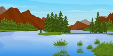 Nehirli dağ manzarasının çizimi