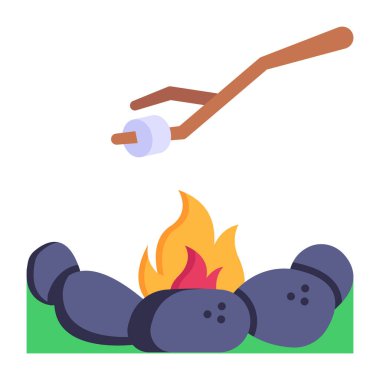 Kamp ateşi. Web simgesi basit tasarım