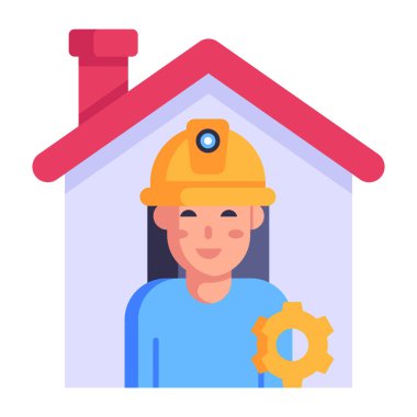 Ev avatarı karakter vektör illüstrasyon tasarımlı kadın