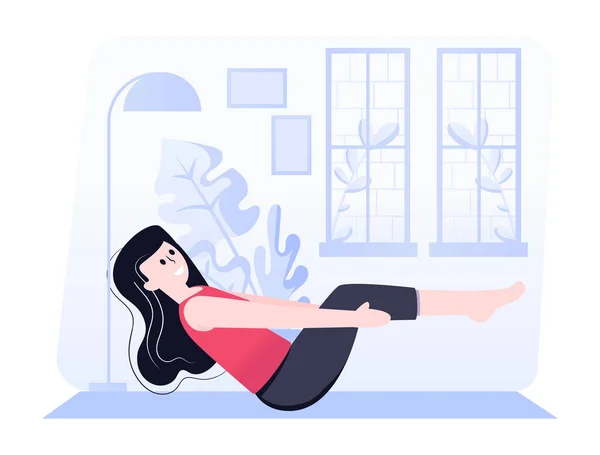 Wanita Melakukan Latihan Yoga Vektor Gym Ilustrasi - Stok Vektor